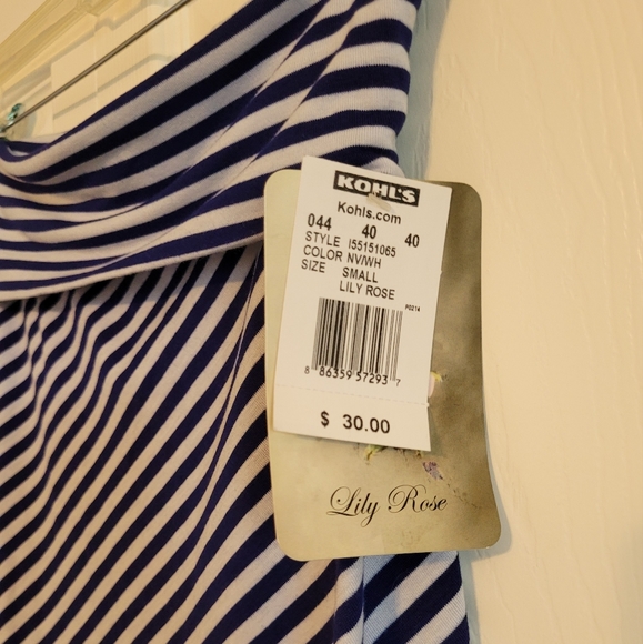 Lily Rose Skirt Navy & White Stripes Full Length A Line Skirt , Sz S NWT - Picture 6 of 6